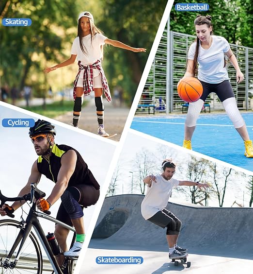Knee Pads for Kids Youth Adult, Basketball Baseball Knee Brace Knee Support, Collision Avoidance Kneepad Compression Knee Sleeve for Volleyball Football Cycling Running-1Pair (White, 2XL)