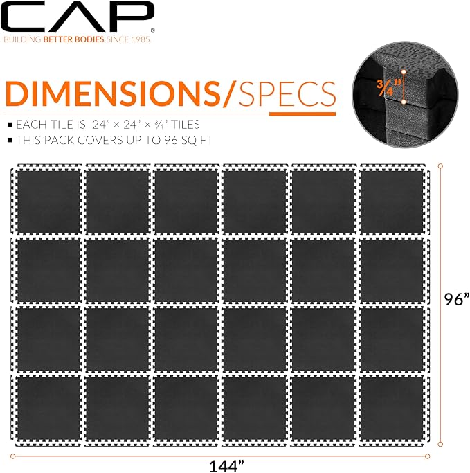 CAP Puzzle Exercise Mats | 3/4” Thick EVA Interlocking Foam Tiles for Home Gym Flooring | Multiple Options