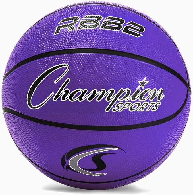 Champion Sports Rubber Basketballs – Durable Indoor & Outdoor Training & Recreational Game Balls, Multiple Sizes & Colors