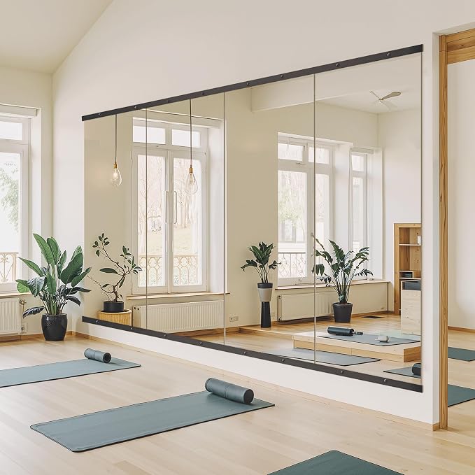 Home Gym Mirror for Wall, 70x24x2PCS Frameless Full Length Mirror, Black | HD Shatterproof Glass, Easy Wall Mount, Large Body Mirrors for Home Gym, Workout, Bedroom, Garage