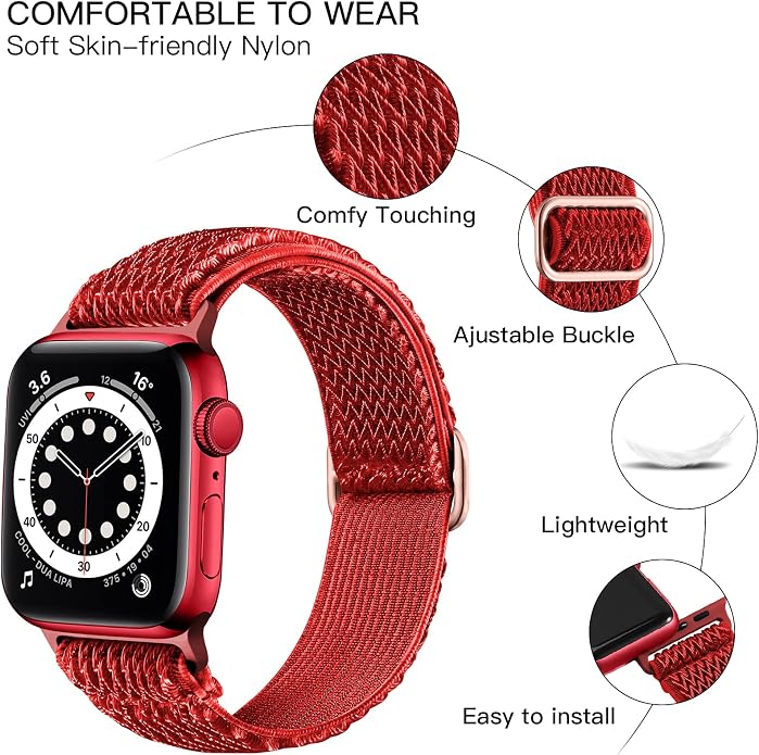 Lerobo Stretchy Nylon Solo Loop Band, Compatible with Apple Watch Series 11 10 9 8 7 6 5 4 3 SE3/2/1 Ultra3/2/1, Adjustable Strap for iwatch Band 44mm 45mm 46mm 49mm 42mm 40mm 41mm 38mm for Women Men