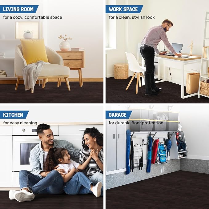 Yes4All EVA Interlocking Mats, Puzzle Floor Tiles, Foam Floor Padding with Border for Furniture, Home Space, Living Room, Garage