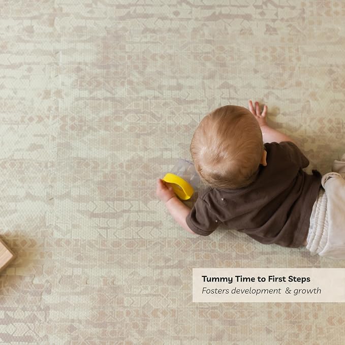 Little Landings Baby Play Mat for Floor - Sandstone (6x6ft) - Premium EVA Foam Play Mat for Babies & Toddlers (Ages 0-5+) Non-Toxic Playmat for Tummy Time, Crawling & Playroom - Stylish & Comfortable