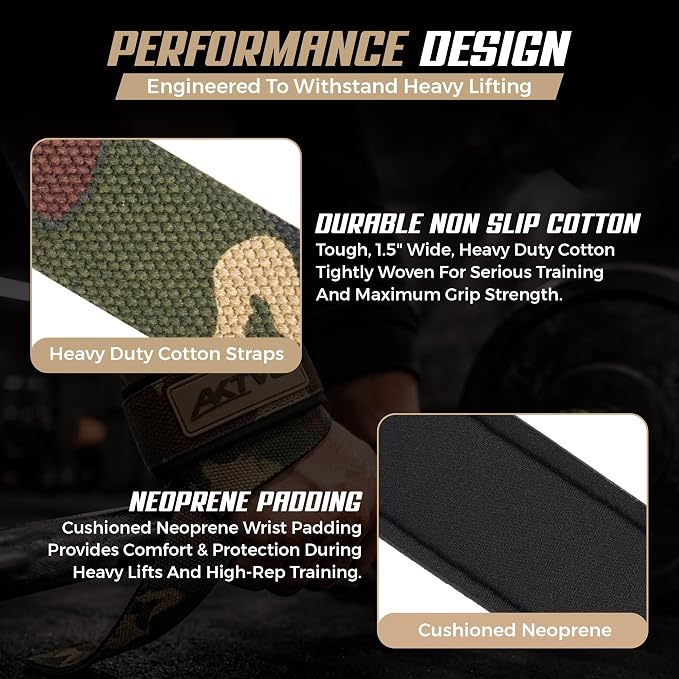 AKTV8 Lifting Straps for Deadlifts, 23 inch 4mm Padded Wrist Straps for Gym | Stronger Grip During Weight Lifting & Powerlifting, Heavy Duty Polyester-Cotton Gym Straps for Pull Ups, Rows & Heavier Lifts
