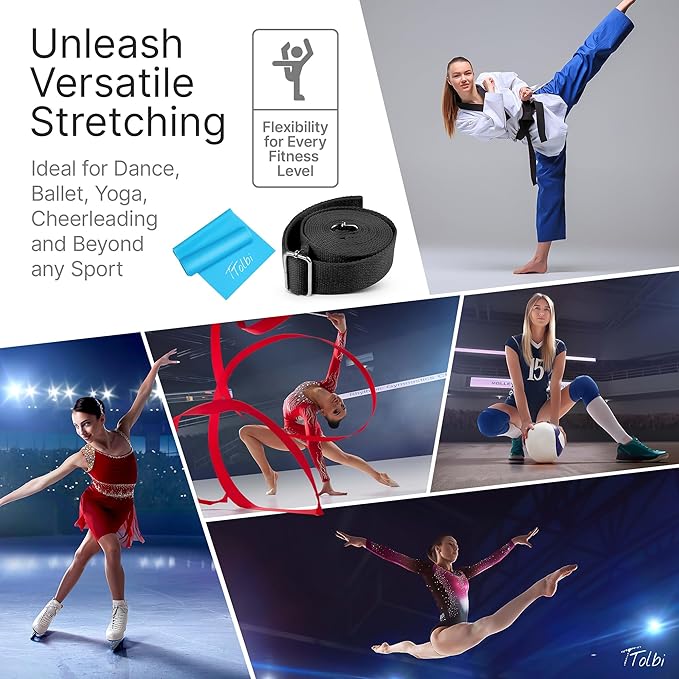 Leg Stretcher Strap with Door Anchor and Resistance Band, Splits Trainer | Home Flexibility Trainer for Splits, Ballet, Dance, Cheer, Yoga, Gymnastics, Pole and Taekwondo, Kids to Adults, All Levels