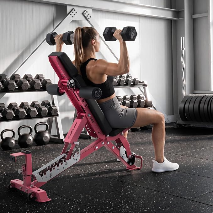 RitFit 3-Section Adjustable Weight Bench for Home Gym, 1600LB Capacity | Incline Decline Flat, 10 Backrest & 5 Headrest Positions, Full Body Strength Training with 14GA Steel Frame