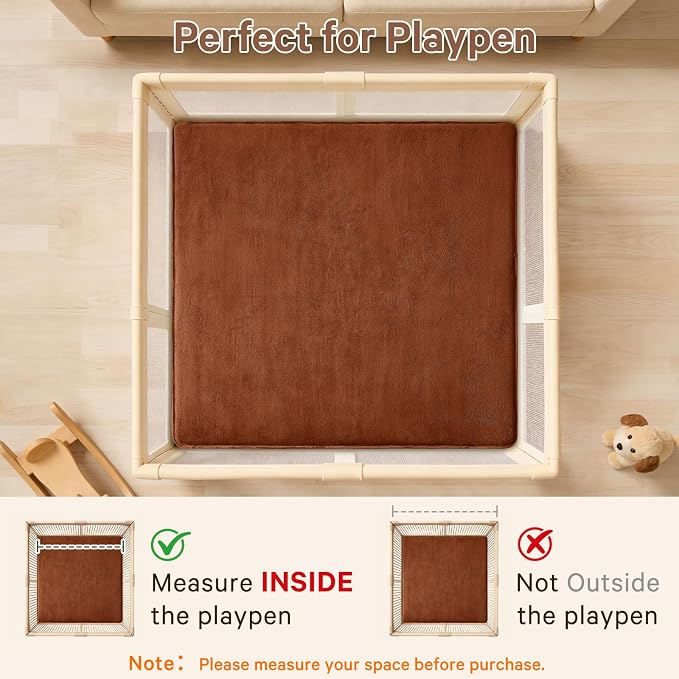 Baby Play Mat for Floor,Ultra Thick Elastic Foam 50"x50" Playmat Tummy Time Muscle Crawling Exercise Activity Cushion Gym Mat Nursery Playroom Area Kids Rug for Babies, Toddlers,Infants,Brick Red