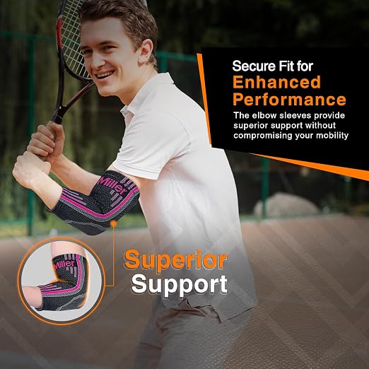 Doc Miller Elbow Compression Sleeves for Tendonitis, Women & Men, 1 Pair | Compression support, Arm Brace, Tennis Injuries, Bursitis Relief, Tendon Care, Active Use, Sports & Recovery