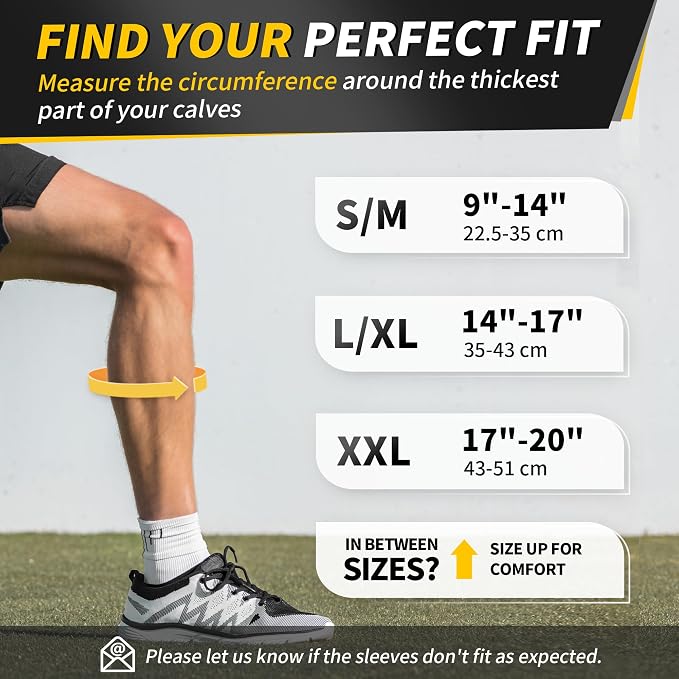 CAMBIVO Calf Compression Sleeve for Men Women Footless | Graduated Compression, Shin Splint Relief, Moisture Wicking, Running Standing Travel, 4D Knit Anti-Slip, Varicose Veins