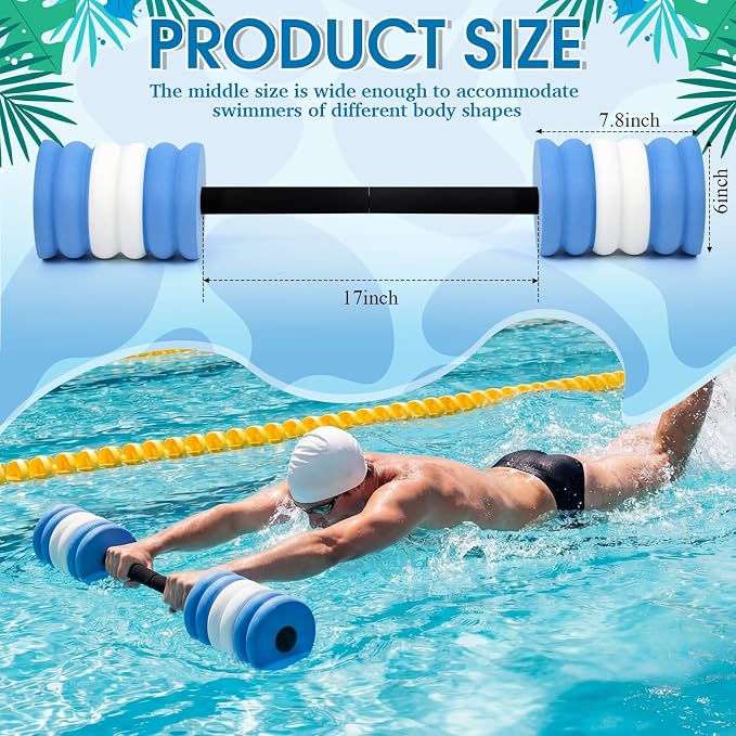 Soulchen Long Aquatic Exercise Dumbbells Pool Exercise Foam Water Weights Dumbbell Aquatic Pool Barbells with High Density EVA Foam for Swim Water Aerobics Workouts Loss