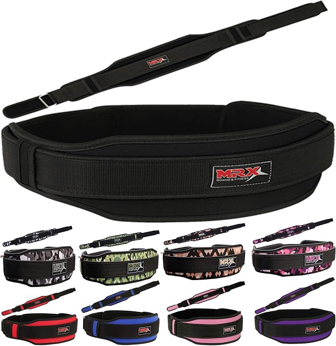 MRX Weight Lifting Belt with Double Back Support Gym Training 5" Wide Belts 11 Colors