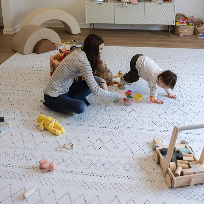 Little Landings Baby Play Mat for Floor - Boho (6x6ft) - Premium EVA Foam Play Mat for Babies & Toddlers (Ages 0-5+) - Non-Toxic Playmat for Tummy Time, Crawling & Playroom - Stylish & Comfortable