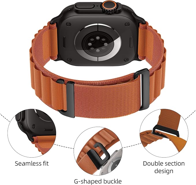Alpine Nylon Sport Bands Compatible with Apple Watch Ultra Band 49mm 46mm 45mm 44mm 42mm Men Women, Stretch Loop Strap with D-Hook for iWatch Series 10 Ultra SE 9 8 7 6 5 4 3 2 1 (B-Terracotta, 38mm/40mm/41mm/42mm(Series 10))