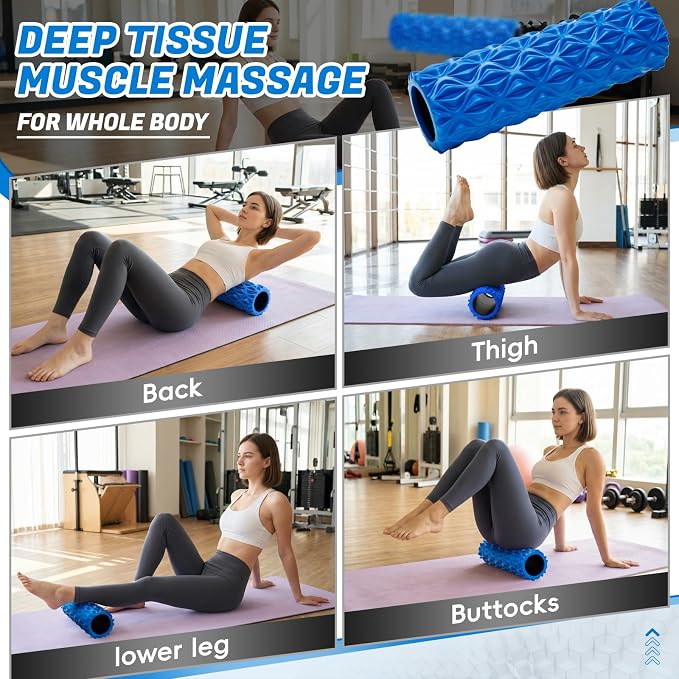 Foam Roller for Deep Tissue Massager High Density Massage Roller | Exercise Patented Roller for Muscle Massage and Myofascial Trigger Point Release Back Roller Improves Mobility (15" Blue)