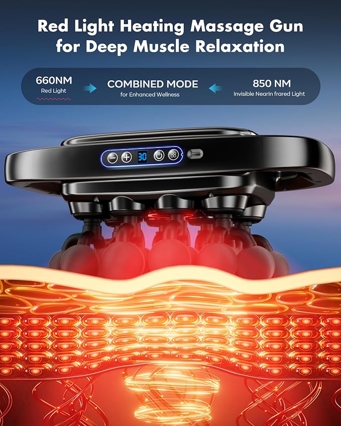 20-Head Massage Gun Deep Tissue Percussion Massager with 3 Modes | 30 Intensities Quiet Portable Muscle Massager for Full Body Recovery Tool Gift for Men, Women, Athletes and Seniors