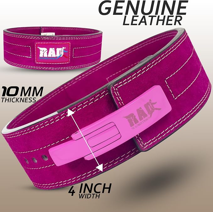 RAD Lever Weight Lifting Gym Belt for Men & Women Size 63 TO107 CM,Thick 10MM & Width 4 Inch Lever Powerlifting Belts for Women Dead Lift Workout Belt Leather Weight Lifting Lever Gym Squat Belt