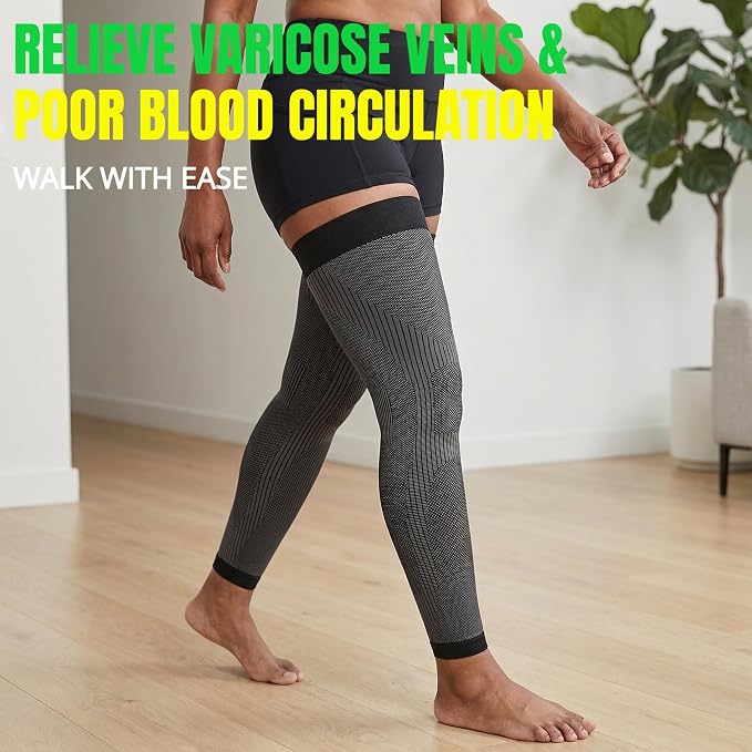 KEKING Full Leg Compression Sleeves, 20-30mmHg Graduated, Unisex, Running | Thigh-High Compression Stockings, Support Thighs, Calves & Knees, for Travel & Sports, Relieve Varicose Veins & Swelling