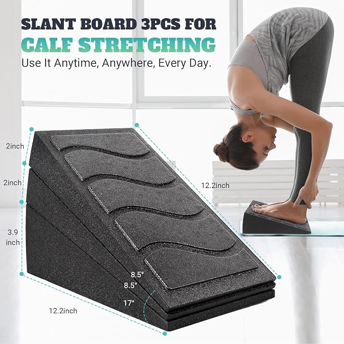 Squat Wedge Block, 960 LBS Weight Capacity, Slant Board for Calf Stretching | Training Poster & 5 Adjustable Angles, Non-Slip Yoga Foam Wedge for Exercise, Squat, Ankle Mobility, Knees & Physical Therapy