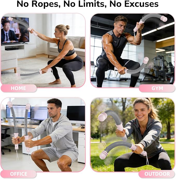 Upgrade Weighted Ropeless Battle Ropes, Adjustable Cordless Battle Rope – Portable Battle Ropes for Home Gym Workout, HIIT & Cardio Full Body Training Exercise Rope for Strength Training Men & Women