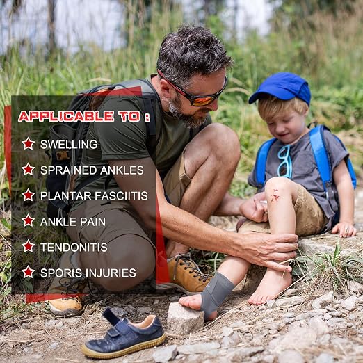 Honoson 2 Pcs Ankle Brace Kid Ankle Support Youth Neoprene Lace up Compression Sleeve Foot Brace Stabilizer with Adjustable Strap for Sport Sprained Plantar Fasciitis Achilles Tendonitis(Grey,M)