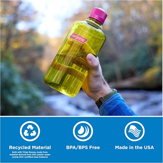 Nalgene 32 oz Narrow Mouth Water Bottle, Cerulean | BPA-Free, Durable & Lightweight, Leak Proof, Dishwasher Safe, Large Reusable Plastic Bottle for Hiking, Gym, Work & Travel