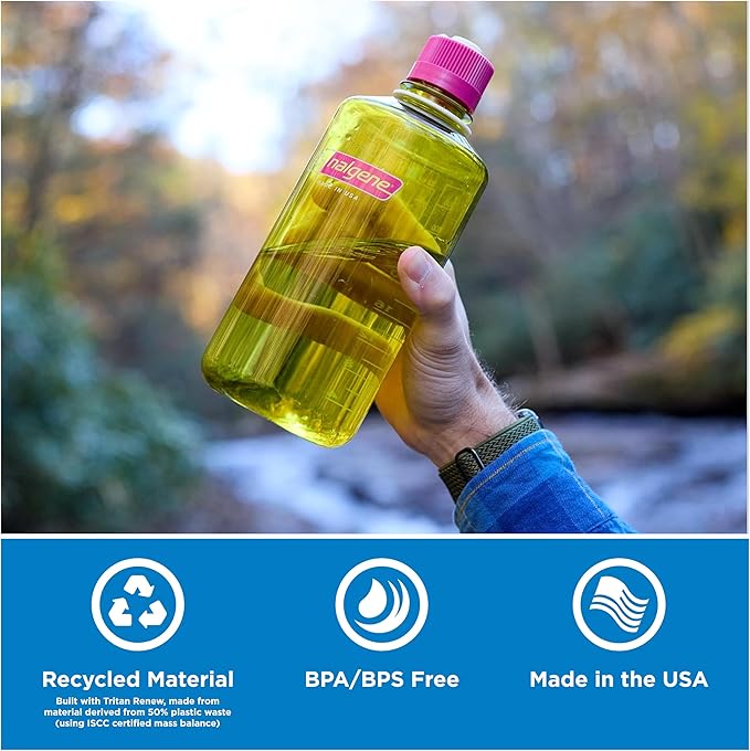 Nalgene 32 oz Narrow Mouth Water Bottle, Clear | BPA-Free, Durable & Lightweight, Leak Proof, Dishwasher Safe, Large Reusable Plastic Bottle for Hiking, Gym, Work & Travel