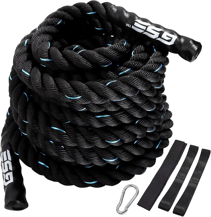 GSE Games & Sports Expert Gym Battle Rope, Heavy-Duty Workout Ropes for Indoor & Outdoor Workout, Exercise Rope for Strength Training - 30,40,50 Feet Lengths Available