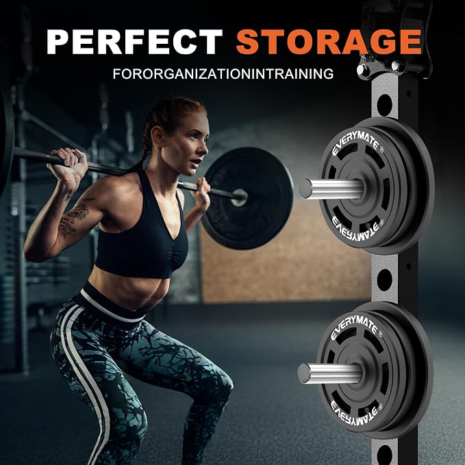 EVERYMATE Weight Plate Holder Power Rack Attachment 2 Inch Olympic Plate Storage Power Squat Rack Holder Weight Plates for 2x2 3x3 2x3 Power Cage Accessories Weight Plate Rack