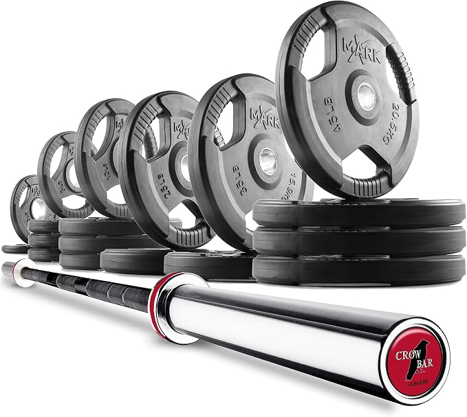 XMark TRI-GRIP Olympic Barbell Sets With The CROWBAR 7' Olympic Bar