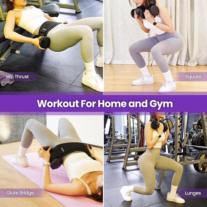 Hip Thrust Belt, Balency Hip Thrust Belt for Dumbbells Heavy, Booty Belt for Hip Thrust, Slip-Resistant Padding Hip Thrusts Belt for Gym or Home Workouts, Hip Thrust Band for Dumbbell Kettlebell Plate
