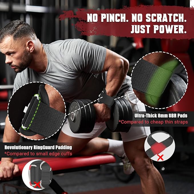 Weight Lifting Straps with Rings, 2 in 1 for Weightlifting & Cable Machine | Wrist Straps with Double Triangle Rings and Non-slip Latex Thread, Lifting Cuffs for Home Gym Workout