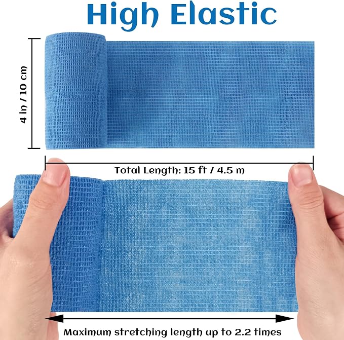 Elastic Self Adhesive Bandage Wrap 4 Inch, Breathable Non Woven Cohesive Bandage, Vet Wrap for Dogs, Ankle Sprains Swelling, Sports Athletic Tape (24 Count Color)