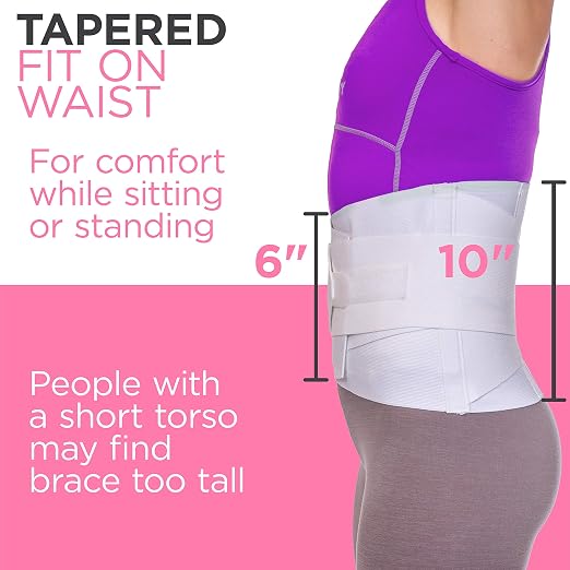BraceAbility Women's Back Brace for Female Lower Back Pain - Lightweight Soft White Elastic Lumbar Compression Support Belt is Discreet Under Clothes for Ladies, Nurses, Walking (Medium)