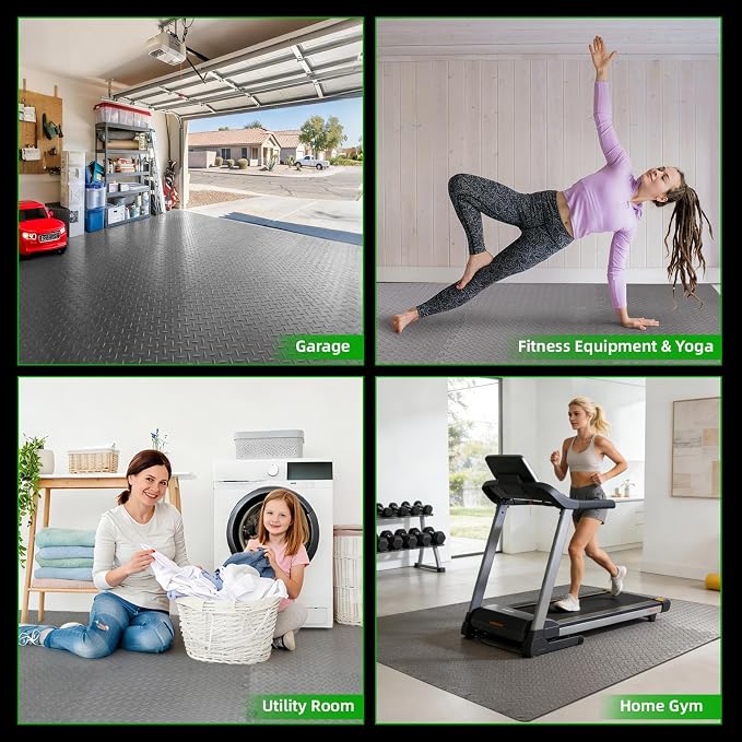 Art3d 12 Pack 24" x 24" EVA Interlocking Exercise Mats, 1/2" Thick Foam Puzzle Flooring for Workout, Gym Equipments, Training Areas, 48 Sq.FT, Grey