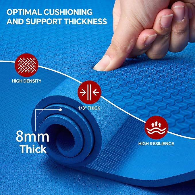Stepwaver Extra Large Yoga Mat 6'x4'(1/3" & 1/4" Thick), Non-Slip, Ultra Durable, Wide Workout Mat, Wide Exercise Mats for Home Workouts, Yoga, Pilates, Stretching (Barefoot Exercise)