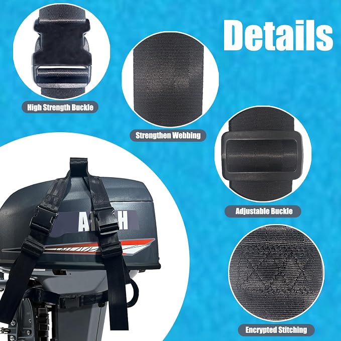 Outboard Motor Hoist Harness, for 40 HP to 60 HP Outboard Engine | Heavy-Duty Lift Straps, Universal Outboard Motor Tote Suitable for Most Outboard Engine Models