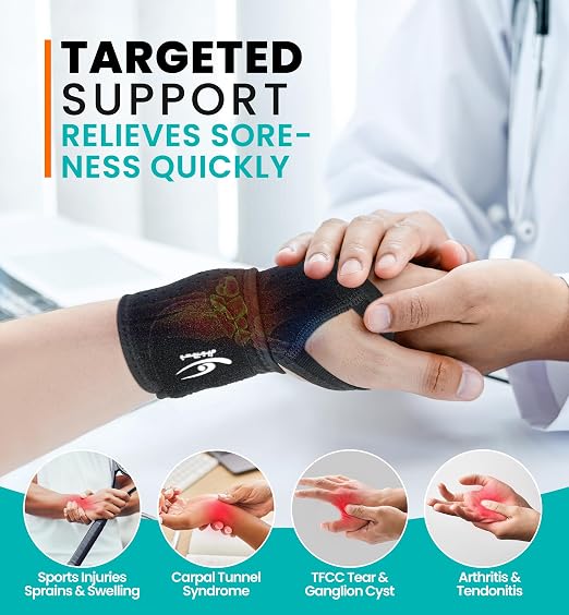 HiRui Wrist Wraps 2-Pack, Adjustable Breathable Wrist Support Brace for Men & Women – Pain Relief for Carpal Tunnel Syndrome, Tendonitis, Arthritis, Sports, Workouts – Fits Left & Right Hand (Black)