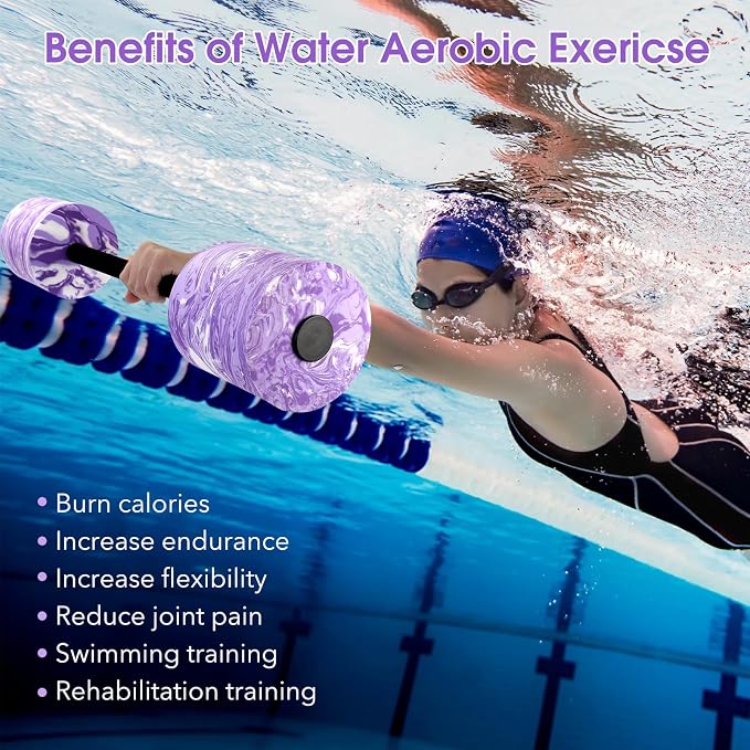 29.3’’Aquatic Exercise Equipment Swim Barbell High Density EVA Foam Pool Swim Dumbbell with Water Exercise Discs Aquatic Fitness Equipment for Adults