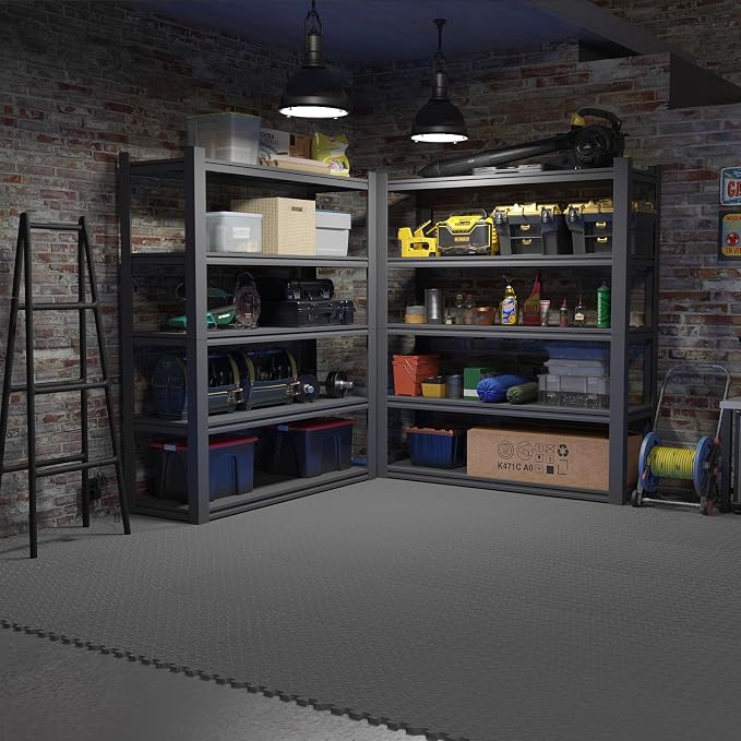 24 Pack 96 sqft Home Gym Mat, Puzzle Exercise Mat, EVA Interlocking Foam Floor Tiles for Home Workout Equipment and Kids' Play Areas - 24 in x 24 in x ½ in - (Grey, 24 Pack, 96 SQ FT)