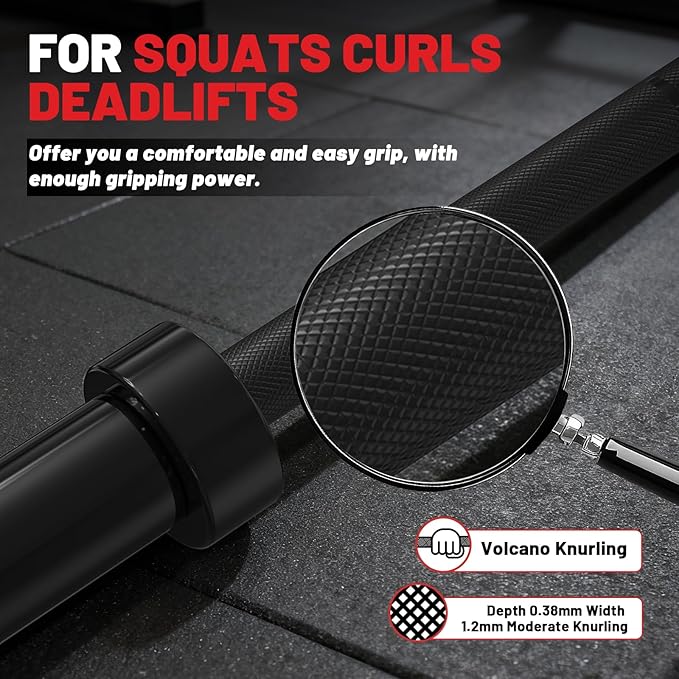 PAPABABE 7ft Barbell 45lb Olympic Barbell 1000/1500lbs Capacity Home Gym | 7ft 45lb 2" Olympic Barbell, 1000/1500lbs Capacity, Hybrid Needle Bearings & Bushings for Squat Curl Deadlift