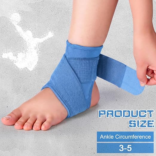Honoson 2 Pcs Ankle Brace Kid Ankle Support Youth Neoprene Lace up Compression Sleeve Foot Brace Stabilizer with Adjustable Strap for Sport Sprained Plantar Fasciitis Achilles Tendonitis(Light Blue,S)