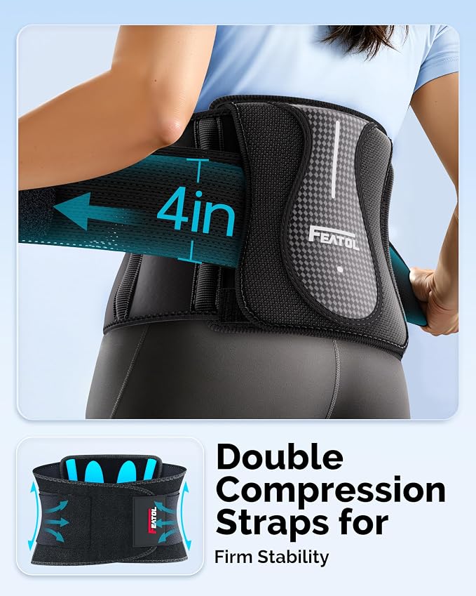 FEATOL Back Brace for Lower Back Pain Wide Coverage 360° Strong Lumbar Support with Removable Pad, Adjustable Waist Support Belt for Men Women, Size 5XL 68"-74.8"