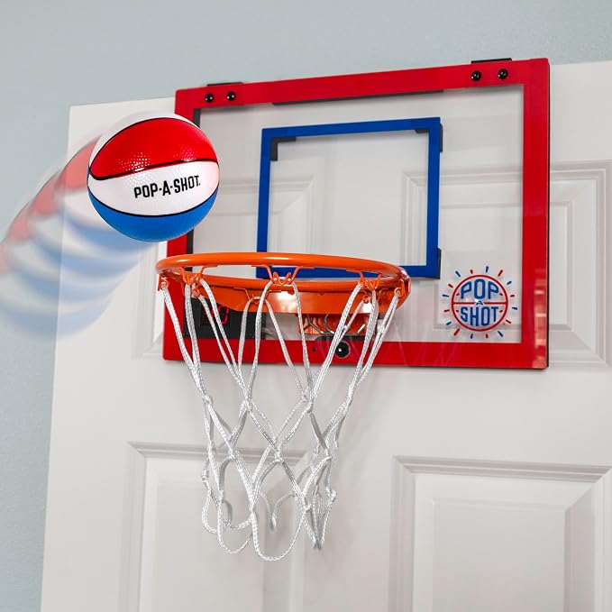 Pop-A-Shot Super Slam | Over the Door Mini Basketball Hoop Built for Dunks | Indoor Over-the-Door Mini Hoop with Electronic Scoreboard, Built for Dunks in Bedrooms & Game Rooms with a Spring-loaded Rim