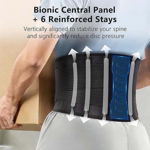 Comforband Copper-Infused Back Support Brace – Lightweight Lumbar Belt with 6 Supportive Stays for Lower Back Pain Relief, Muscle Spasms, Strains, Arthritis, and Sciatica – for Men and Women (Medium)