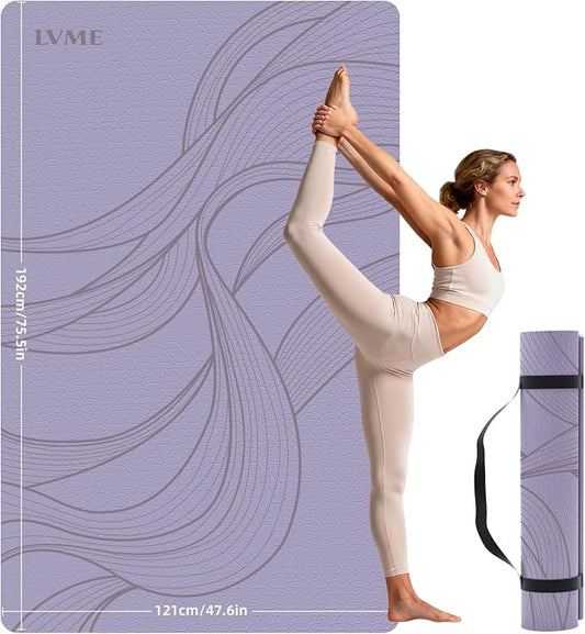 Large Yoga Mat (75.5"x47.6"x0.4"）Extra Wide & Thick 10mm | Non-Slip Exercise Mat, High-Density TPE Mat for Yoga Pilates & Home Gym Workouts