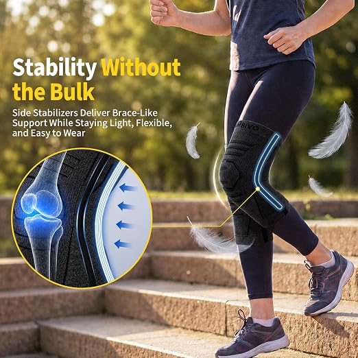 CAMBIVO 2 Pack Knee Brace for Women & Men, Compression Sleeves Knee Support | Lightweight Side Stabilizers| Latex free & silicone free | Knee pain relief for meniscus | Non-slip for running, hiking, gym