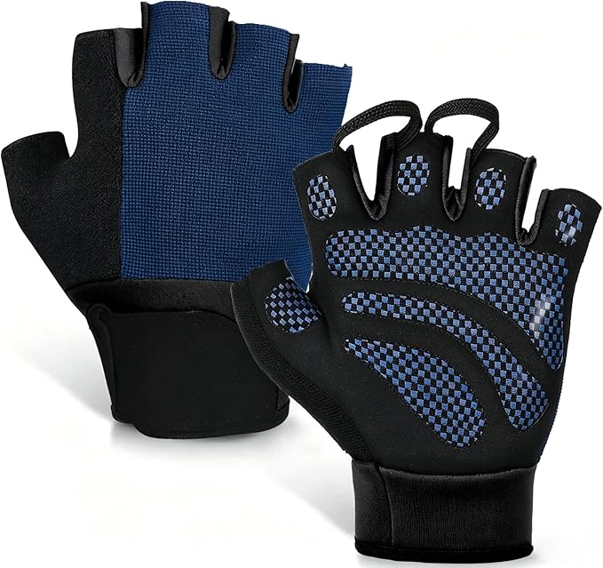 sunnex Weight Lifting Gloves with Extended Wrist Support - High-Grip Silicone Padded Gym Gloves for Men & Women, Breathable Fingerless Workout Gloves for Pull Ups, Training & Powerlifting (Black)