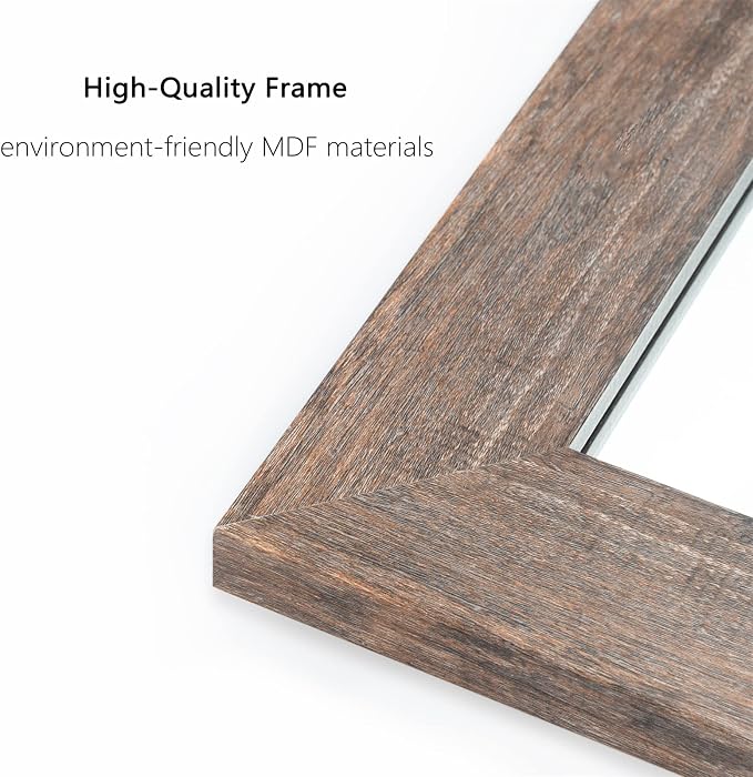 Syndra Rectangular Mirror with Frame Rustic 20x28‘’ Wall Mounted Rustic Vanity Mirror with Large Wood Frame Farmhouse Bathroom Mirror, for Bedroom, Living Room, Entryway Wall Decor(Natural)