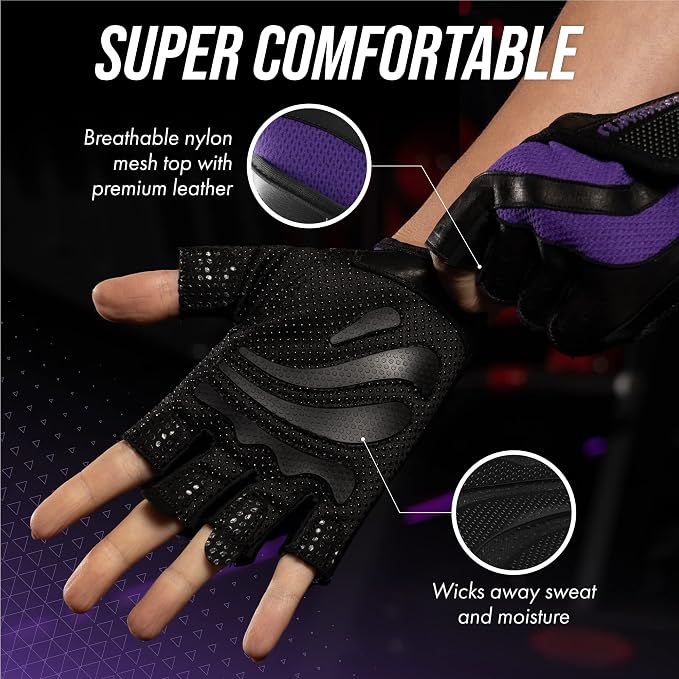 Contraband Pink Label 5437 Womens Extreme Grip Weight Lifting Gloves w/Heavy Rubber Padded Palm (Pair) - Heavy Duty Palm w/Griplock Silicone & Rubber Grip Pads for Gym Workouts