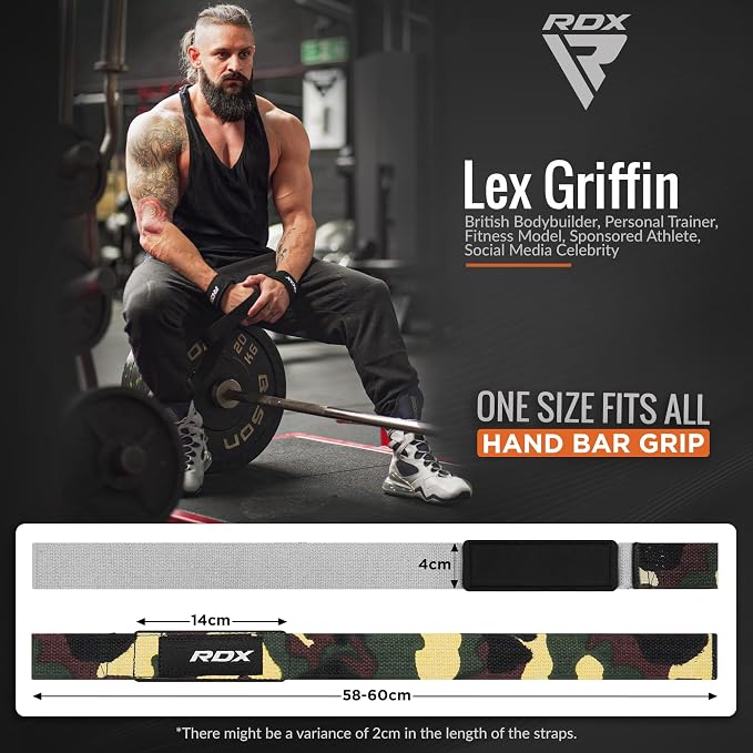 RDX Lifting Straps for Weightlifting –100% Cotton Heavy Duty Gym Wrist Strap with 5MM Neoprene Padding, 60CM Anti-Slip Hand Grip Wraps for Deadlifts Powerlifting Workouts Strength Training, Men Women